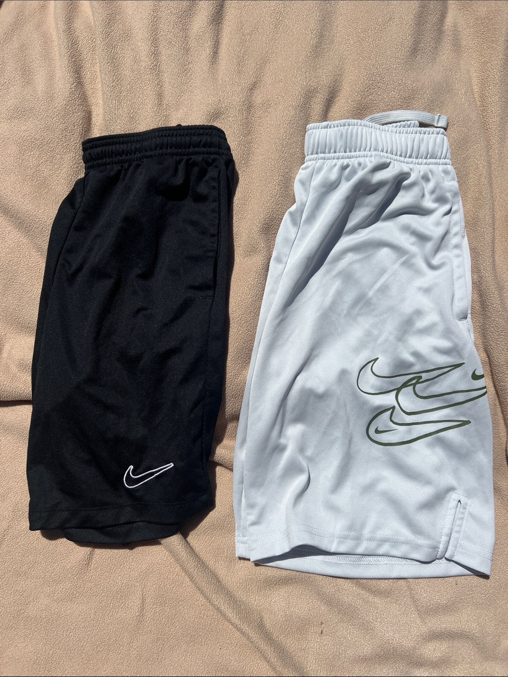 Nike Black & White Athletic Shorts with Swoosh Logos